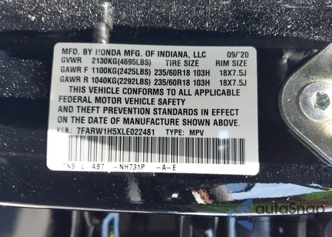 2020 Honda Cr-V 2Wd Ex z USA, uszkodzony, nr VIN 7FARW1H5XLE022481